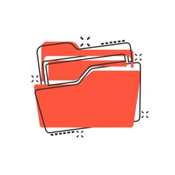 File folder icon in comic style. Documents archive vector cartoon illustratio Illustrazione stock