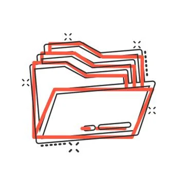 File folder icon in comic style. Documents archive cartoon vector illustratio Illustrazione stock
