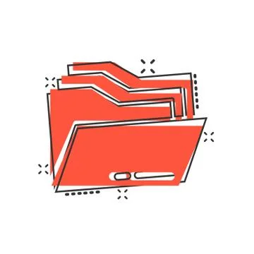 File folder icon in comic style. Documents archive cartoon vector illustratio Illustrazione stock