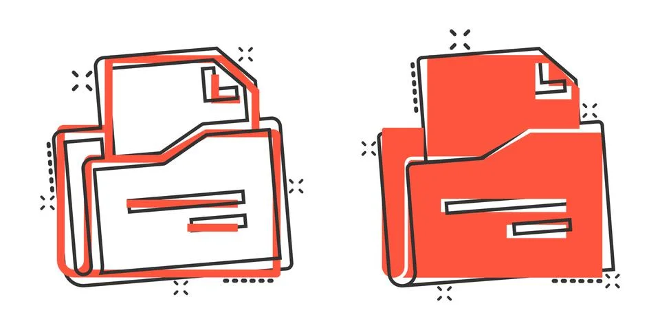 File folder icon in comic style. Documents archive cartoon vector illustratio Illustrazione stock