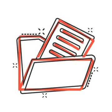 File folder icon in comic style. Documents archive cartoon vector illustratio 스톡 일러스트