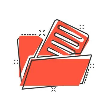 File folder icon in comic style. Documents archive cartoon vector illustratio Illustrazione stock