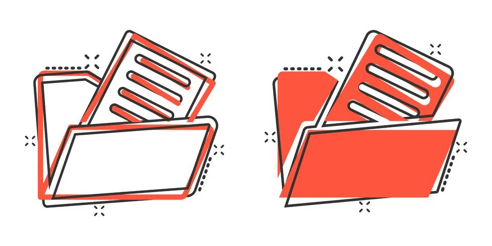 File folder icon in comic style. Documents archive cartoon vector illustratio Stock Illustration