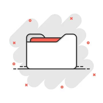 File folder icon in comic style. Documents archive vector cartoon illustratio Illustrazione stock