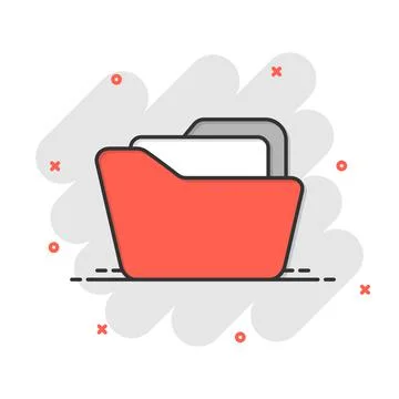 File folder icon in comic style. Documents archive vector cartoon illustratio Illustrazione stock