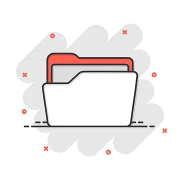 File folder icon in comic style. Documents archive vector cartoon illustratio Illustrazione stock