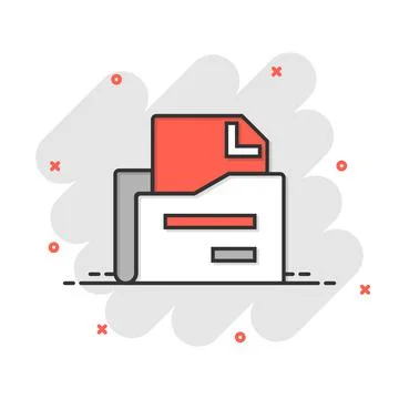 File folder icon in comic style. Documents archive cartoon vector illustratio Illustrazione stock