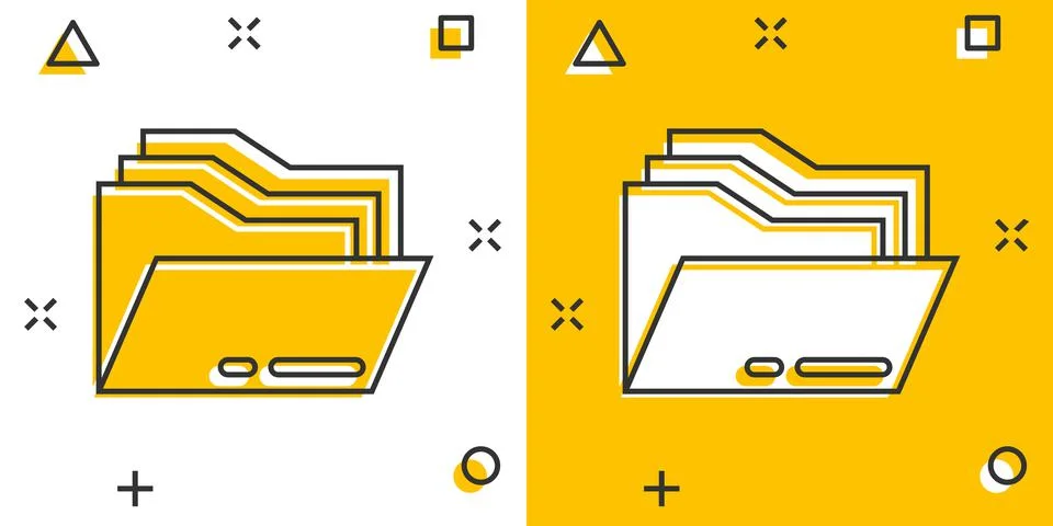 File folder icon in comic style. Documents archive cartoon vector illustratio Illustrazione stock
