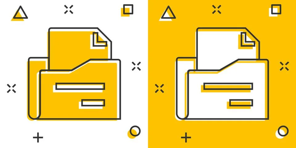 File folder icon in comic style. Documents archive cartoon vector illustratio Stock Illustration