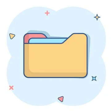 File folder icon in comic style. Documents archive vector cartoon illustratio Illustrazione stock
