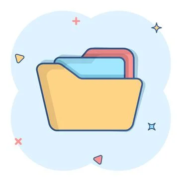 File folder icon in comic style. Documents archive vector cartoon illustratio 스톡 일러스트