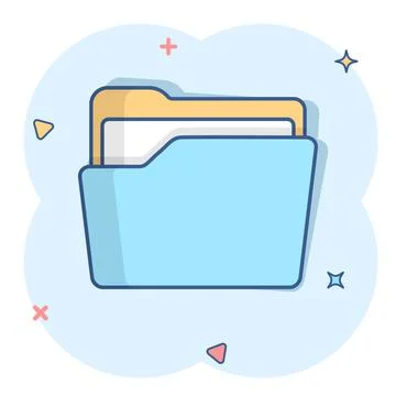 File folder icon in comic style. Documents archive vector cartoon illustratio Stock Illustration