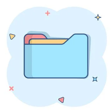 File folder icon in comic style. Documents archive vector cartoon illustratio イラスト素材