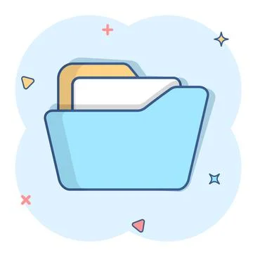 File folder icon in comic style. Documents archive vector cartoon illustratio Stock Illustration