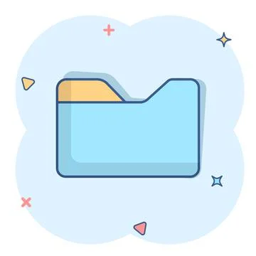 File folder icon in comic style. Documents archive vector cartoon illustratio Stockillustratie
