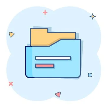 File folder icon in comic style. Documents archive cartoon vector illustratio 스톡 일러스트
