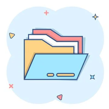 File folder icon in comic style. Documents archive cartoon vector illustratio 스톡 일러스트