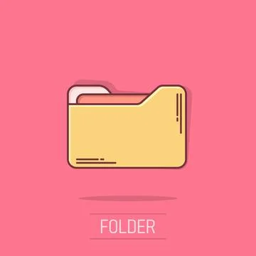 File folder icon in comic style. Documents archive vector cartoon illustrat.. Stock Illustration