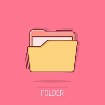File folder icon in comic style. Documents archive vector cartoon illustrat.. Stockillustratie