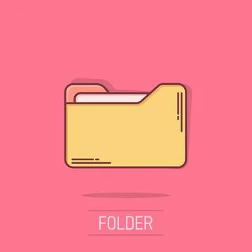 File folder icon in comic style. Documents archive vector cartoon illustrat.. Illustrazione stock