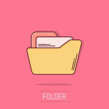 File folder icon in comic style. Documents archive vector cartoon illustrat.. イラスト素材