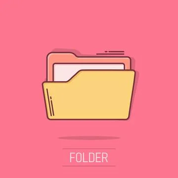 File folder icon in comic style. Documents archive vector cartoon illustrat.. 스톡 일러스트