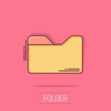File folder icon in comic style. Documents archive vector cartoon illustrat.. Stock Illustration