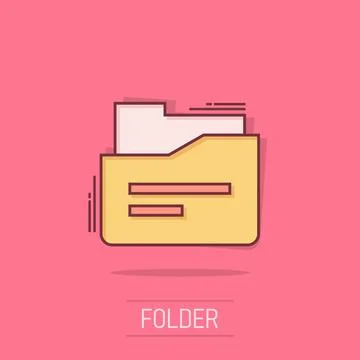 File folder icon in comic style. Documents archive cartoon vector illustrat.. Stock Illustration