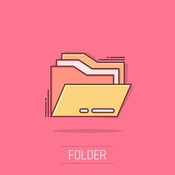 File folder icon in comic style. Documents archive cartoon vector illustrat.. Illustrazione stock