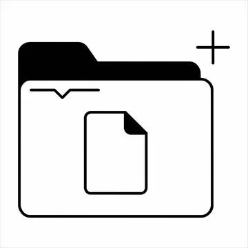 File folder icon with document and plus symbol for add new action, 8K ultra.. Stock Illustration