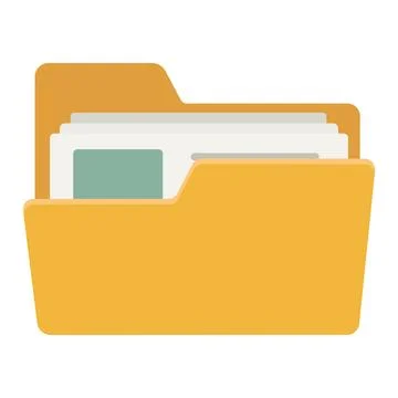 File Folder Icon with Documents Flat Vector Illustration 스톡 일러스트