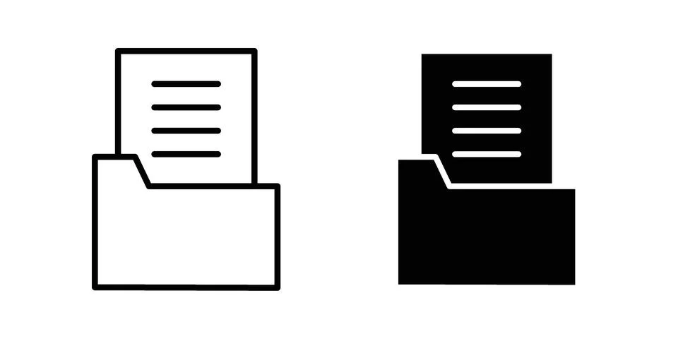 File Folder icon drawing lines. Silhouette style vector bundle Stock Illustration