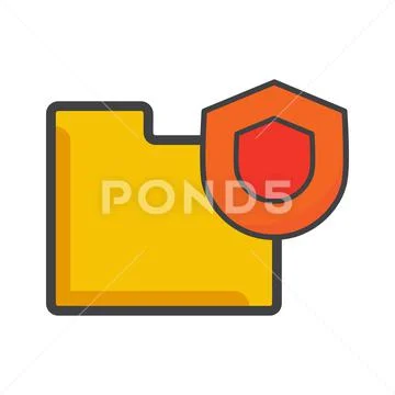 File folder icon. file folder with protection shield illustration ...