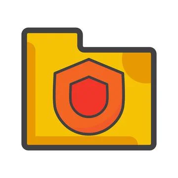 File folder icon. file folder with protection shield illustration. Illustrazione stock