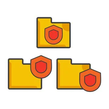 File folder icon. file folder with protection shield illustration. Illustrazione stock