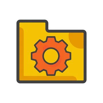 File folder icon. file folder with setting gear illustration.  Stock Illustration