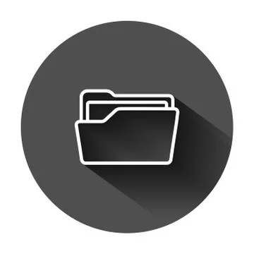 File folder icon in flat style. Documents archive vector illustration on blac Illustrazione stock