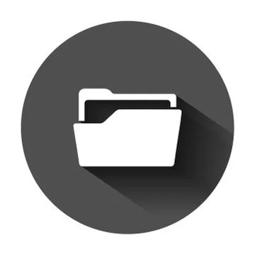 File folder icon in flat style. Documents archive vector illustration on blac Illustrazione stock