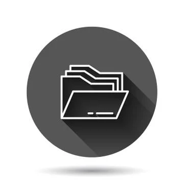 File folder icon in flat style. Documents archive vector illustration on blac Illustrazione stock