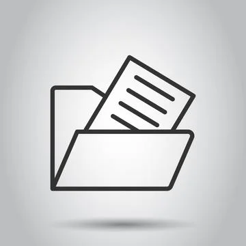 File folder icon in flat style. Documents archive vector illustration on isol Illustrazione stock
