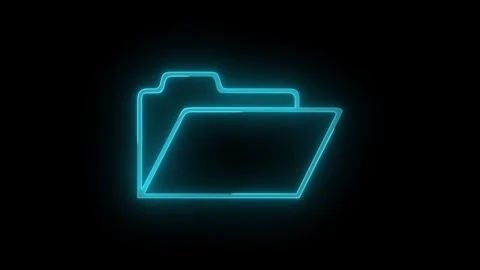 File folder icon glowing neon cyan color animation black background Stock Footage 273879917