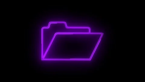 File folder icon glowing neon purple color animation black background Stock Footage 273879944