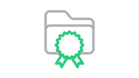 File folder icon with a ribbon, symbolizing organization and categorization.. Video stock 334834208