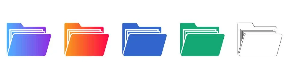 File Folder Icon Set for Document Management and Organization イラスト素材