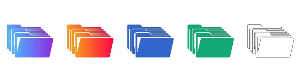 File Folder Icon Set for Document Management Systems イラスト素材