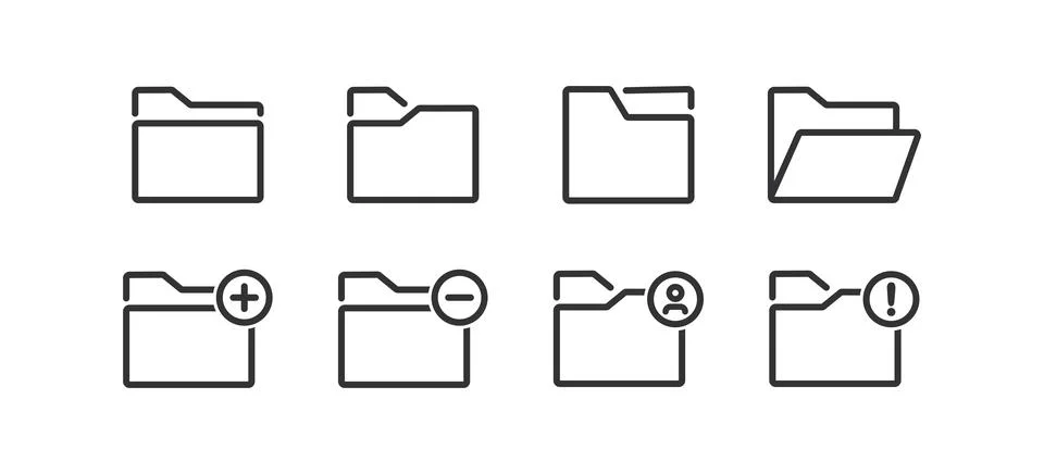 File folder icon set. File portfolio illustration symbol. Sign document vecto Stock-Illustration