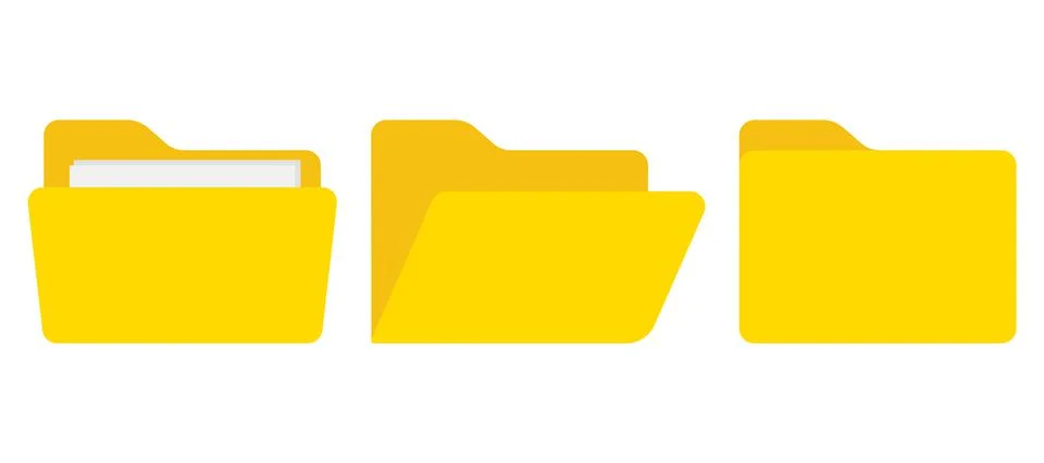 File folder icon set. Open folder and close folder with documents. Vector ill 库存插图