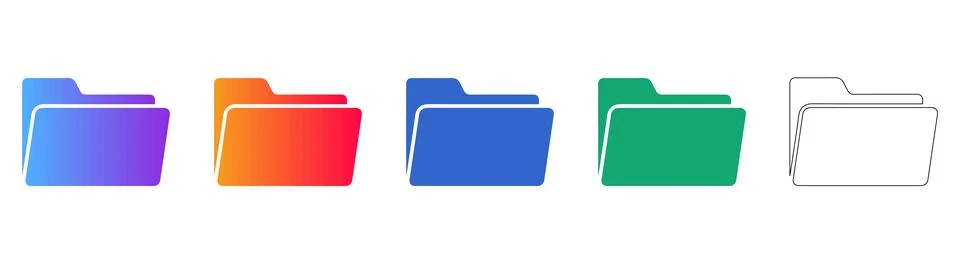 File Folder Icon Set with Outline Option イラスト素材