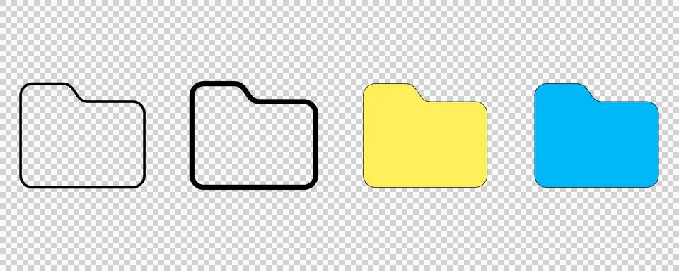 File Folder Icon Set - Outline and Filled Vector Directory Symbols Stock Illustration