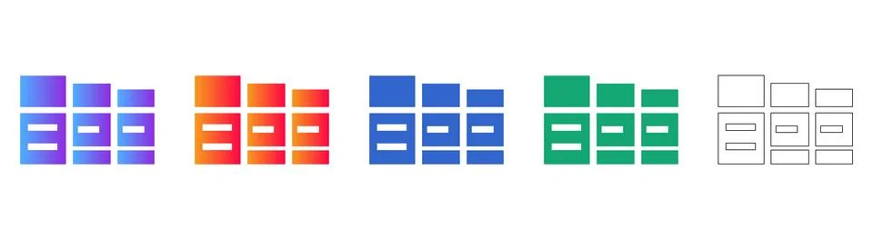 File Folder Icons in Gradient and Outline Styles イラスト素材